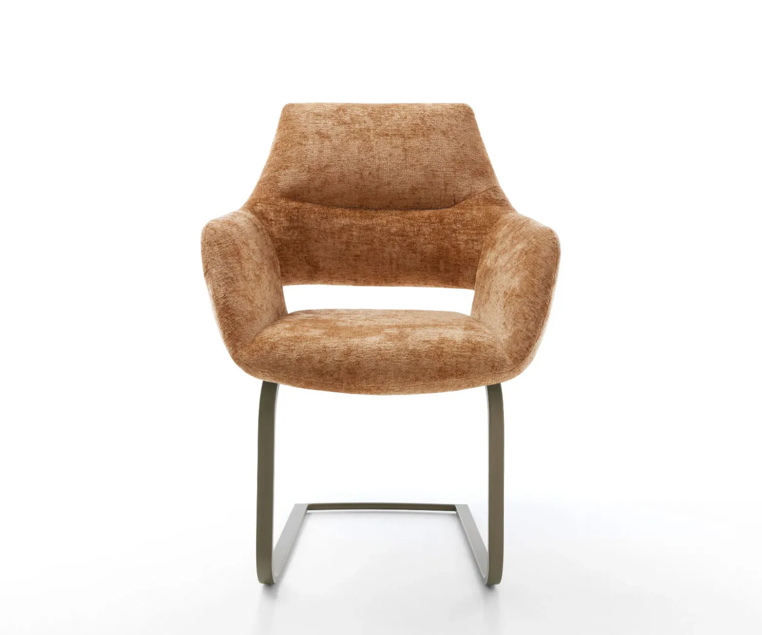 FreischwingerYago-Flex mit Armlehnen Chenille Rost Freischwinger flach Effektfinish Titan Taschenfederkern Sofort versandfertig