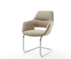 FreischwingerYago-Flex mit Armlehnen Materialmix Schlamm Freischwinger flach Edelstahl Taschenfederkern Sofort versandfertig