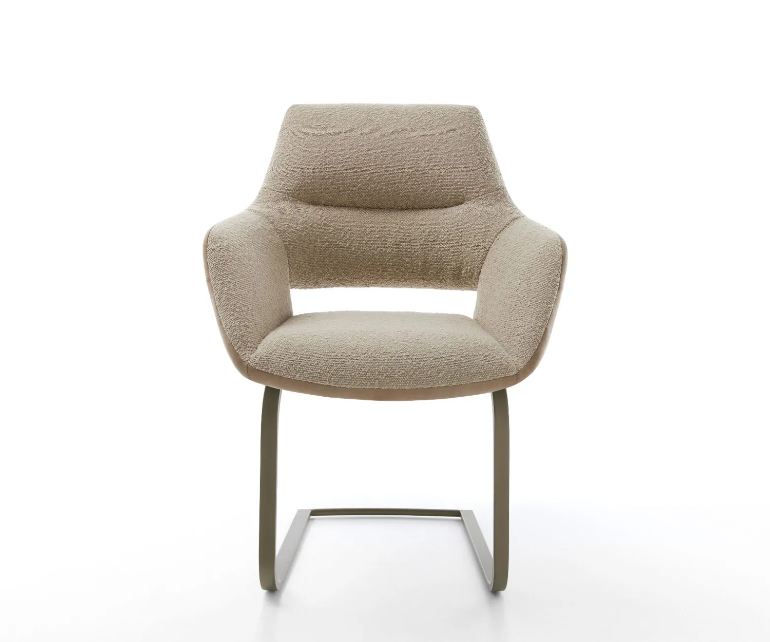 FreischwingerYago-Flex mit Armlehnen Materialmix Schlamm Freischwinger flach Effektfinish Titan Taschenfederkern Sofort versandfertig