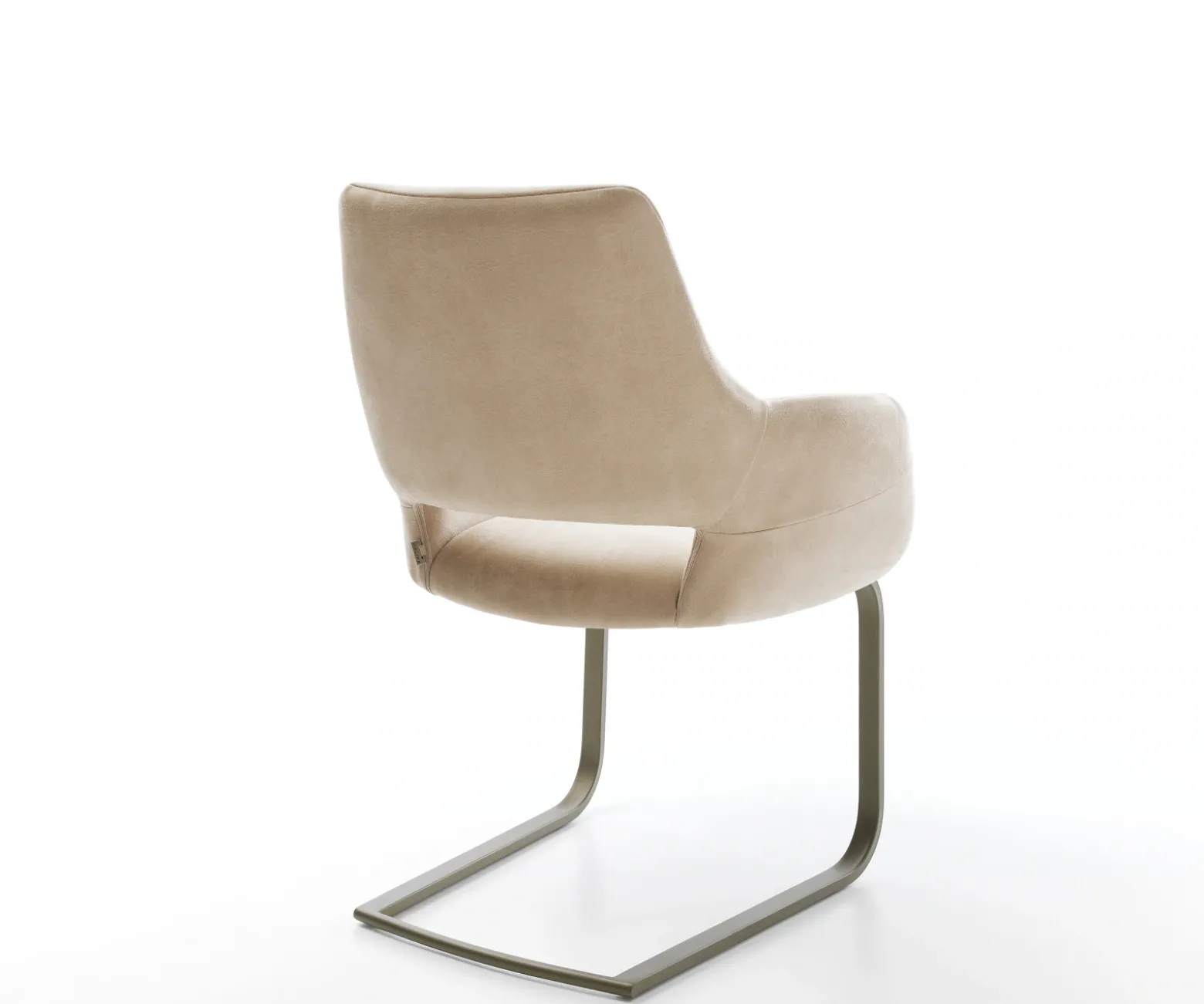 FreischwingerYago-Flex mit Armlehnen Mikrofaser Beige Vintage Freischwinger flach Effektfinish Titan Taschenfederkern Sofort versandfertig