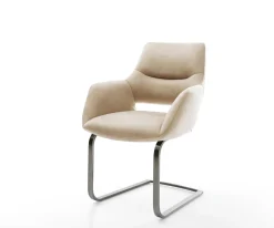 FreischwingerYago-Flex mit Armlehnen Mikrofaser Beige Vintage Freischwinger flach Graphit Taschenfederkern Sofort versandfertig