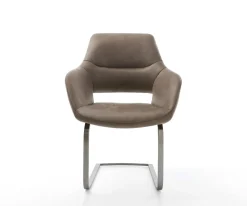 FreischwingerYago-Flex mit Armlehnen Mikrofaser Taupe Vintage Freischwinger flach Graphit Taschenfederkern Sofort versandfertig