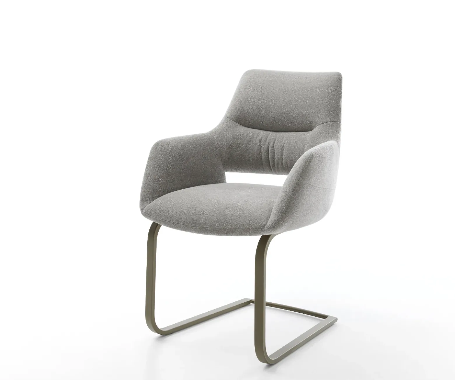 FreischwingerYago-Flex mit Armlehnen Strukturstoff Soft Grau Freischwinger flach Effektfinish Titan Taschenfederkern Sofort versandfertig