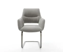 FreischwingerYago-Flex mit Armlehnen Strukturstoff Soft Grau Freischwinger flach Graphit Taschenfederkern Sofort versandfertig