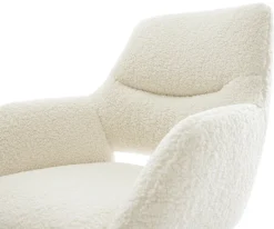 FreischwingerYago-Flex mit Armlehnen Teddystoff Beige Freischwinger flach Weiß Taschenfederkern Sofort versandfertig
