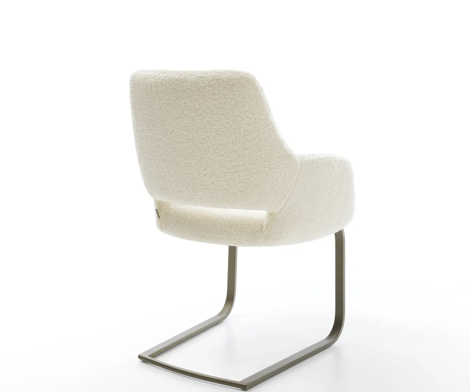 FreischwingerYago-Flex mit Armlehnen Teddystoff Beige Freischwinger flach Effektfinish Titan Taschenfederkern Sofort versandfertig