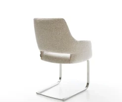 FreischwingerYago-Flex mit Armlehnen Webstoff Soft Beige Freischwinger flach Edelstahl Taschenfederkern Sofort versandfertig