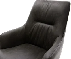 FreischwingerZelia-Flex mit Armlehnen Mikrofaser Anthrazit Vintage Freischwinger flach Effektfinish Titan Taschenfederkern Sofort versandfertig