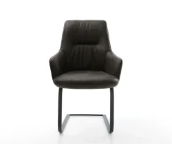 FreischwingerZelia-Flex mit Armlehnen Mikrofaser Anthrazit Vintage Freischwinger flach Schwarz Taschenfederkern Sofort versandfertig