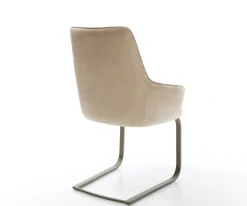 FreischwingerZelia-Flex mit Armlehnen Mikrofaser Beige Vintage Freischwinger flach Effektfinish Titan Taschenfederkern Sofort versandfertig