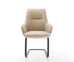 FreischwingerZelia-Flex mit Armlehnen Mikrofaser Beige Vintage Freischwinger flach Schwarz Taschenfederkern Sofort versandfertig