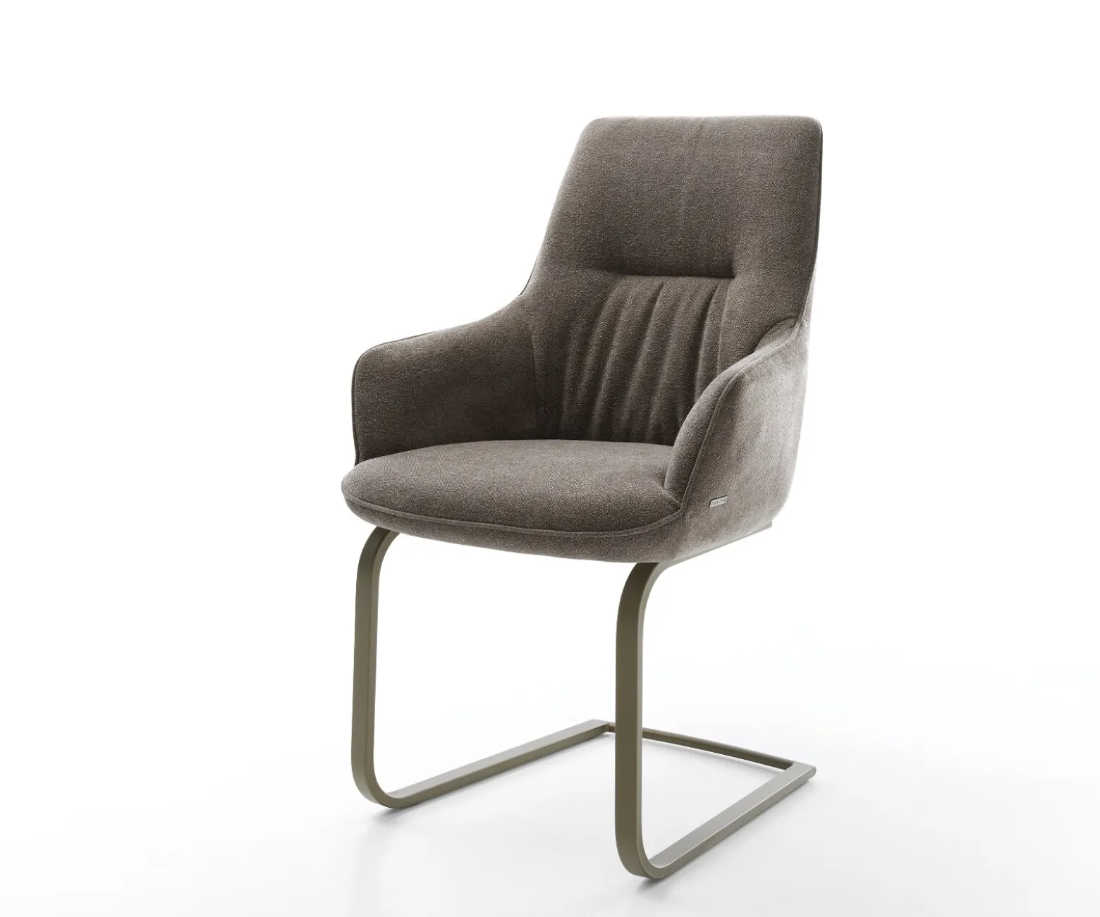 FreischwingerZelia-Flex mit Armlehnen Strukturstoff Soft Taupe Freischwinger flach Effektfinish Titan Taschenfederkern Sofort versandfertig