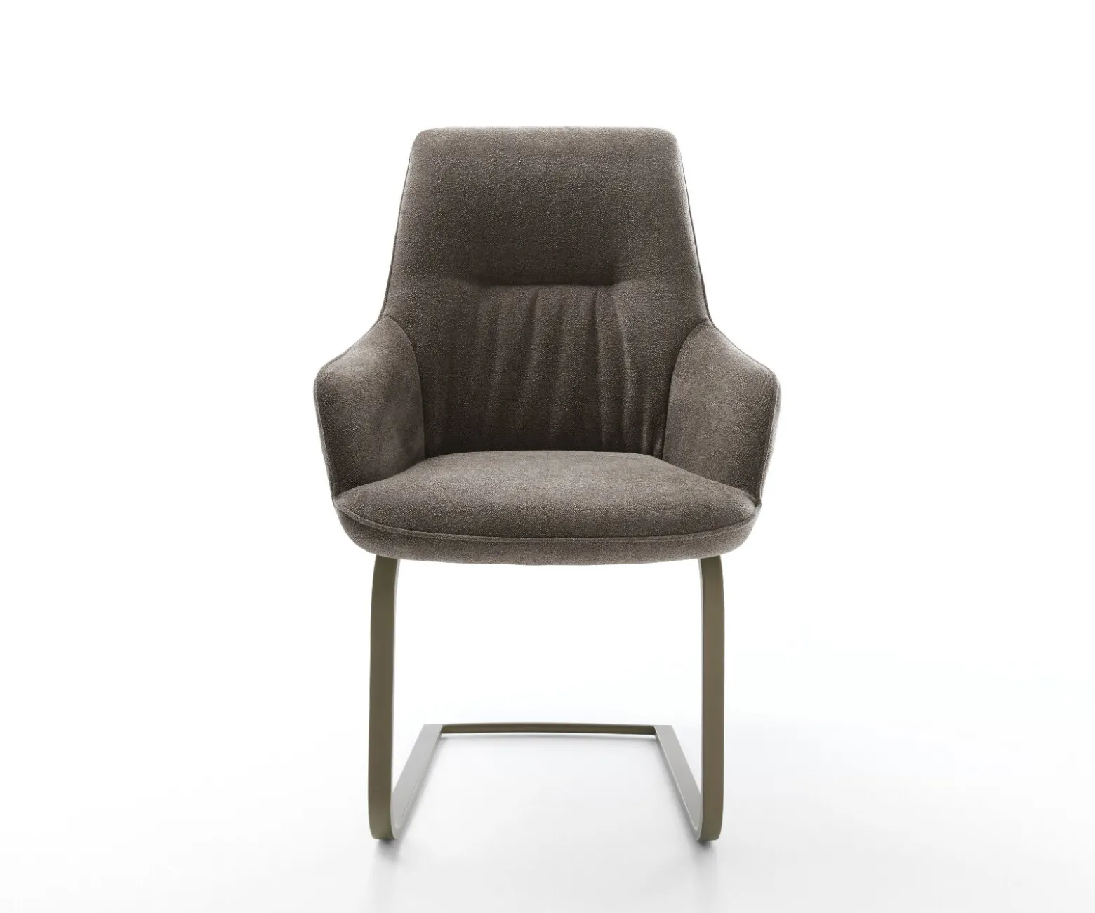 FreischwingerZelia-Flex mit Armlehnen Strukturstoff Soft Taupe Freischwinger flach Effektfinish Titan Taschenfederkern Sofort versandfertig