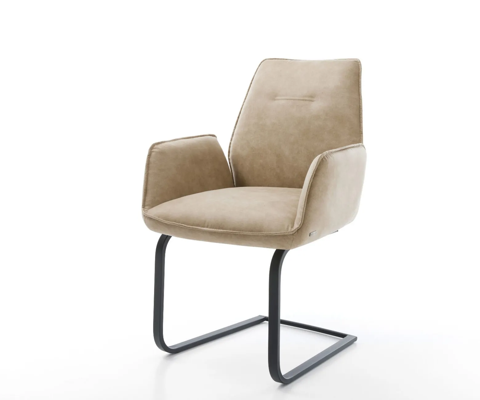 FreischwingerZoa-Flex Mikrofaser Beige Vintage Freischwinger flach Schwarz Taschenfederkern Sofort versandfertig