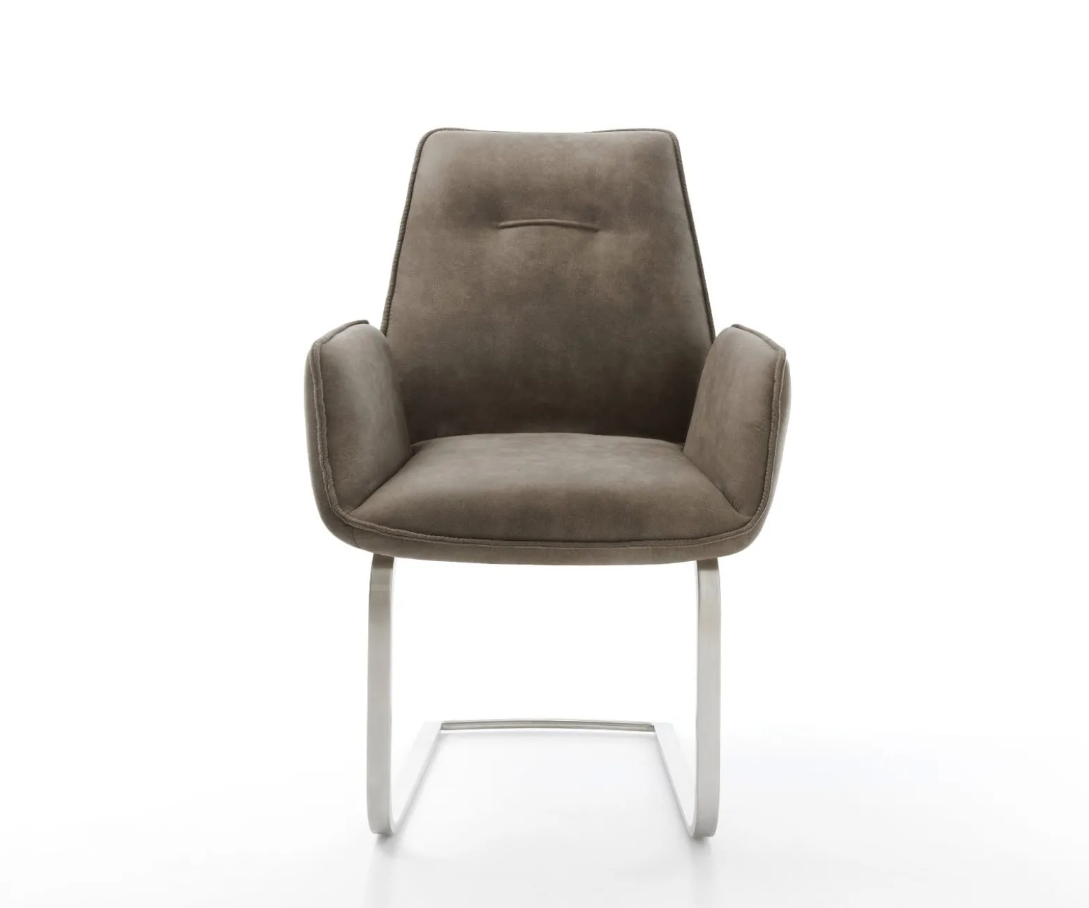 FreischwingerZoa-Flex Mikrofaser Taupe Vintage Freischwinger flach Edelstahl Taschenfederkern Sofort versandfertig