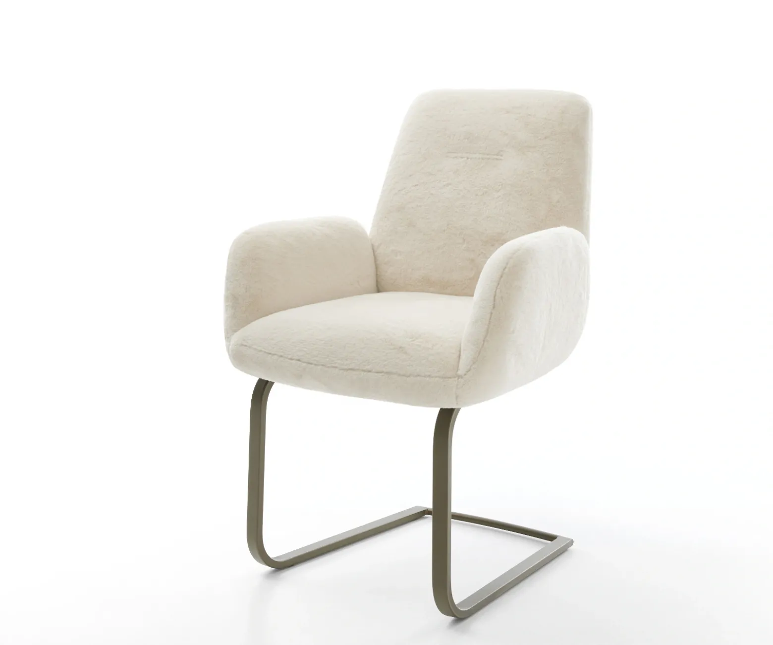 FreischwingerZoa-Flex Plüsch Creme-Weiß Freischwinger flach Effektfinish Titan Taschenfederkern Sofort versandfertig