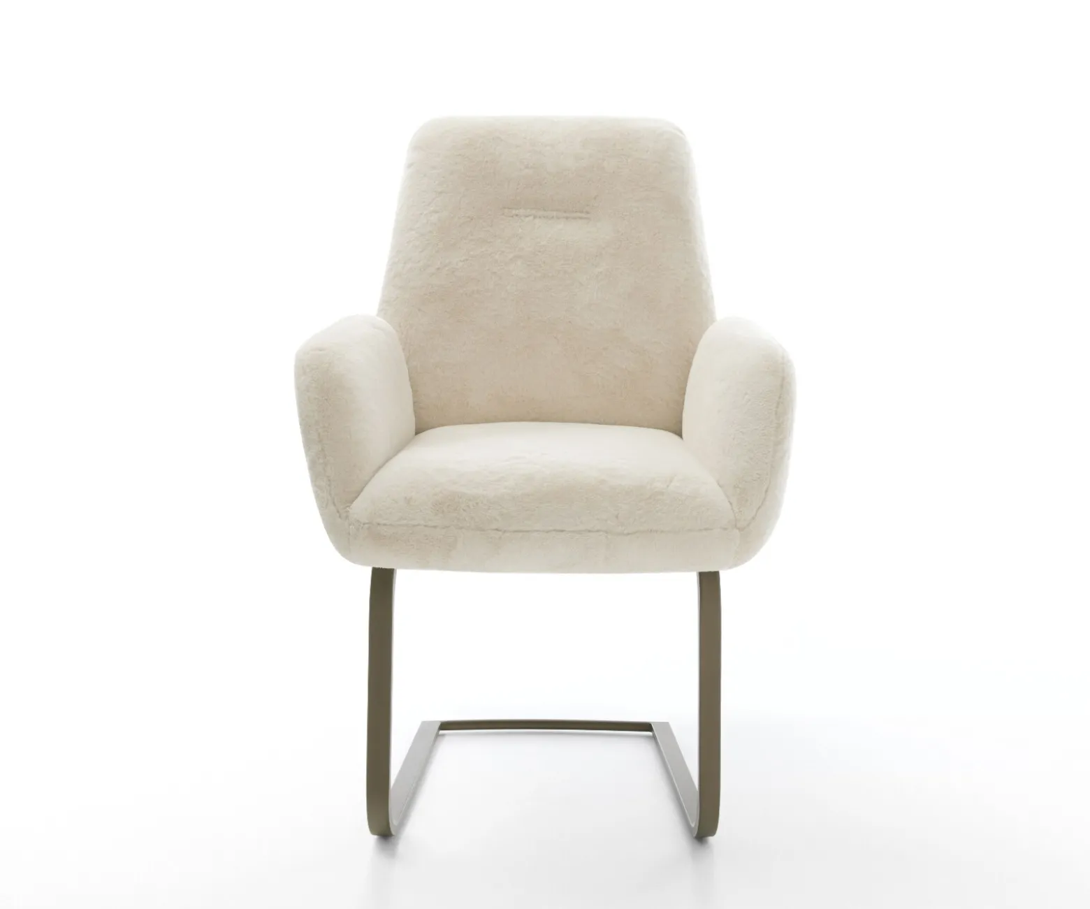 FreischwingerZoa-Flex Plüsch Creme-Weiß Freischwinger flach Effektfinish Titan Taschenfederkern Sofort versandfertig