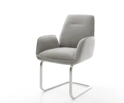 FreischwingerZoa-Flex Strukturstoff Soft Grau Freischwinger flach Edelstahl Taschenfederkern Sofort versandfertig