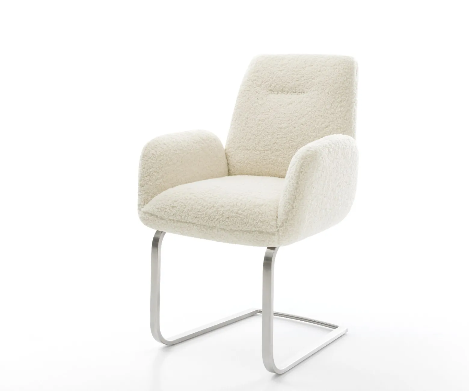 FreischwingerZoa-Flex Teddystoff Beige Freischwinger flach Edelstahl Taschenfederkern Sofort versandfertig