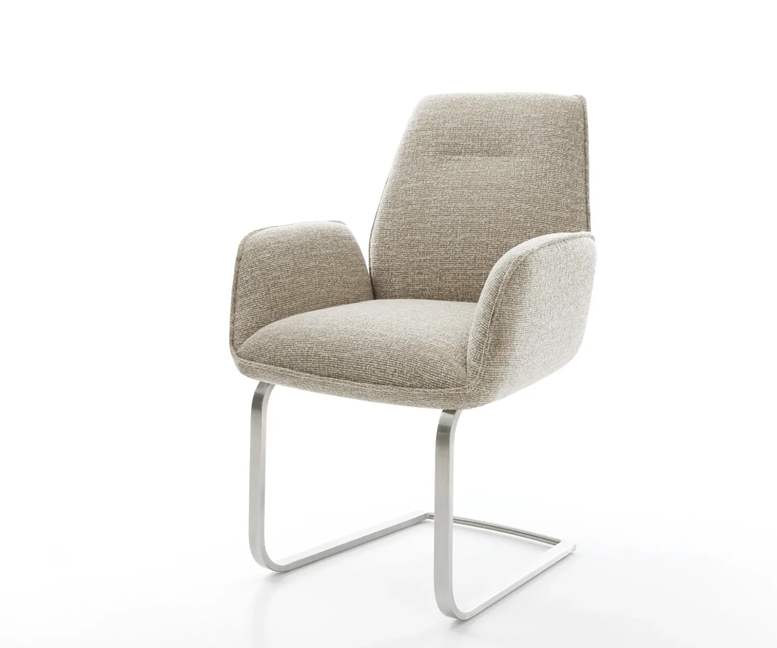 FreischwingerZoa-Flex Webstoff Soft Beige Freischwinger flach Edelstahl Taschenfederkern Sofort versandfertig