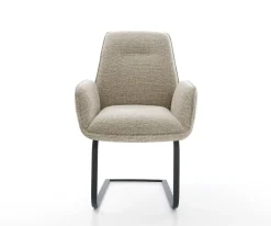 FreischwingerZoa-Flex Webstoff Soft Beige Freischwinger flach Schwarz Taschenfederkern Sofort versandfertig