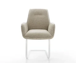 FreischwingerZoa-Flex Webstoff Soft Beige Freischwinger flach Weiß Taschenfederkern Sofort versandfertig