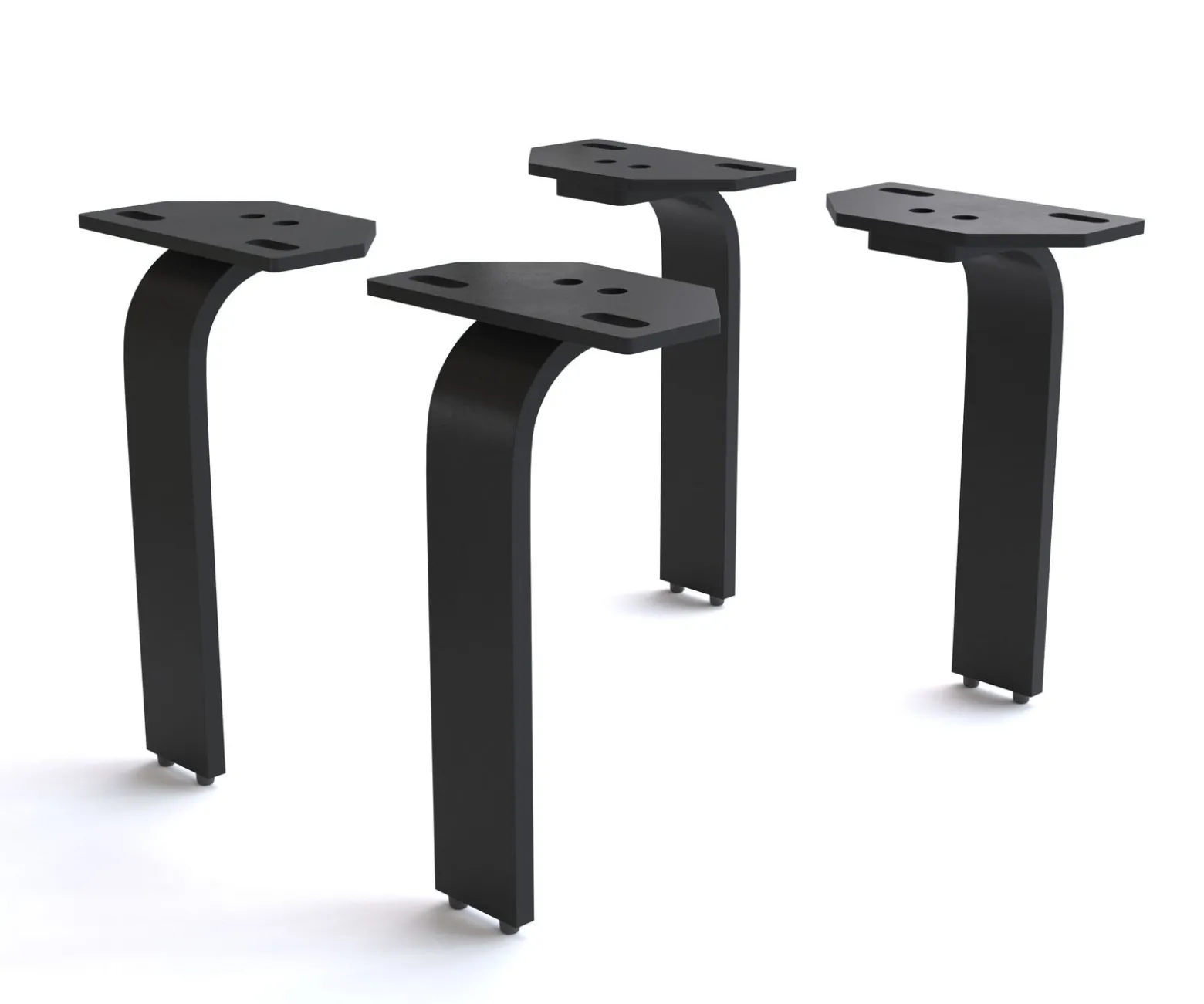 FußL-Form 20 cm Metall Schwarz für alle Möbelarten (4er Set) Sofort versandfertig