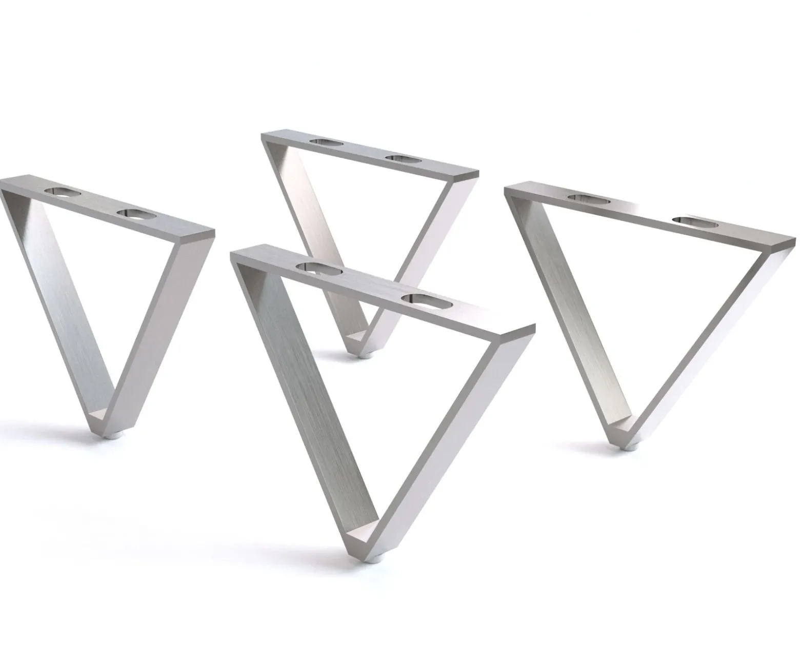FußV-Form 15 cm Edelstahl gebürstet für alle Möbelarten (4er Set) Sofort versandfertig