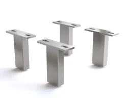 FußVierkant 12,5 cm Edelstahl gebürstet für alle Möbelarten (4er Set) Sofort versandfertig
