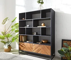 HighboardFamke 120 cm Mango Teak 10 Fächer 2 Türen Sofort versandfertig