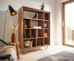 HighboardStonegrace 115x150 Akazie Natur 12 Fächer Steinfurnier V-Fuß Sofort versandfertig