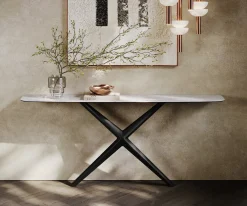 KonsolentischEdge Boot 180x40 cm Keramik Laminam® Statuarietto Weiß Estelo Metall Schwarz Versandfertig ca. 06.01.27