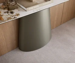 KonsolentischEdge Boot 180x40 cm Keramik Minas Melange Weiß-Beige Conos Metall Effektfinish Titan Sofort versandfertig