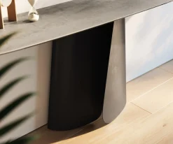 KonsolentischEdge Boot 180x40 cm Keramik Beton Grau Livos Metall Schwarz Sofort versandfertig