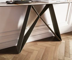 KonsolentischEdge Boot 140x40 cm Keramik Patagonia Poliert Velio Metall Effektfinish Titan Sofort versandfertig