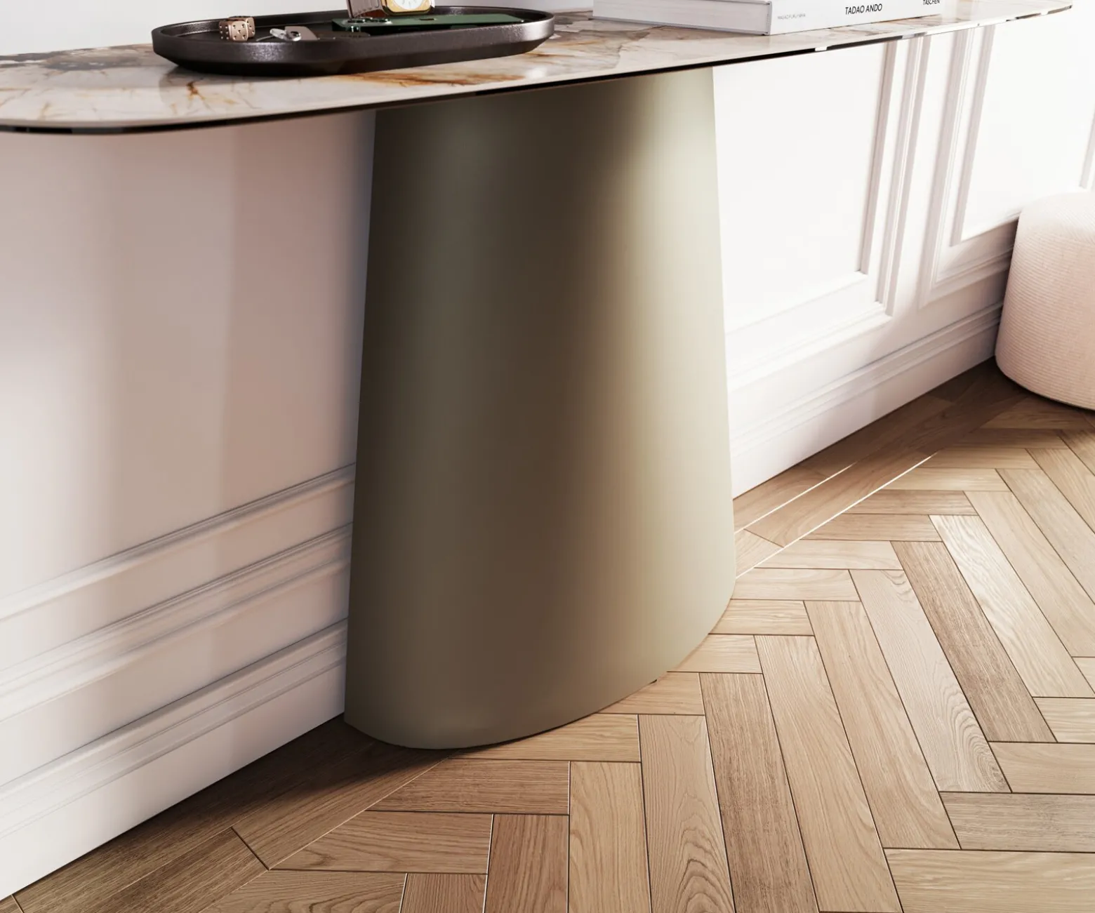 KonsolentischEdge Boot 140x40 cm Keramik Patagonia Poliert Conos Metall Effektfinish Titan Sofort versandfertig