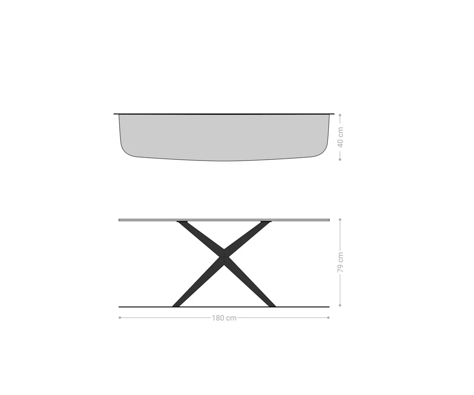 KonsolentischEdge Boot 180x40 cm Keramik Patagonia Poliert Estelo Metall Schwarz Sofort versandfertig