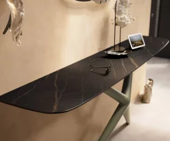 KonsolentischEdge Boot 180x40 cm Keramik Laminam® Noir Desir Braun Estelo Metall Effektfinish Titan Sofort versandfertig