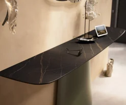 KonsolentischEdge Boot 180x40 cm Keramik Laminam® Noir Desir Braun Conos Metall Effektfinish Titan Sofort versandfertig