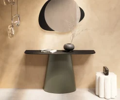 KonsolentischEdge Boot 140x40 cm Keramik Laminam® Noir Desir Braun Conos Metall Effektfinish Titan Sofort versandfertig