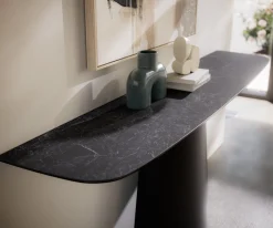 KonsolentischEdge Boot 180x40 cm Keramik Laminam® Nero Greco Anthrazit Conos Metall Schwarz Sofort versandfertig