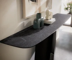 KonsolentischEdge Boot 180x40 cm Keramik Laminam® Nero Greco Anthrazit Livos Metall Schwarz Sofort versandfertig