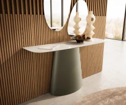 KonsolentischEdge Boot 140x40 cm Keramik Onyx Champagne Conos Metall Effektfinish Titan Versandfertig ca. 25.09.26