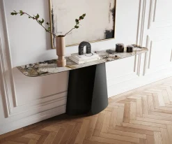 KonsolentischEdge Boot 180x40 cm Keramik Patagonia Poliert Livos Metall Schwarz Sofort versandfertig