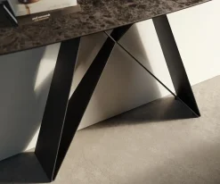 KonsolentischEdge Boot 140x40 cm Keramik Emperador Extra Lucidato Dunkelbraun Velio Metall Schwarz Sofort versandfertig