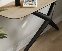 KonsolentischEdge Boot 140x40 cm Keramik Laminam® Sabbia Eichefarbig Estelo Metall Schwarz Sofort versandfertig