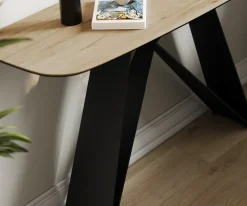 KonsolentischEdge Boot 140x40 cm Keramik Laminam® Sabbia Eichefarbig Velio Metall Schwarz Sofort versandfertig