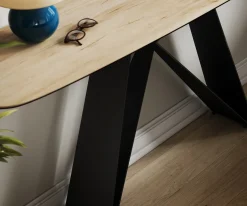 KonsolentischEdge Boot 180x40 cm Keramik Laminam® Sabbia Eichefarbig Velio Metall Schwarz Sofort versandfertig