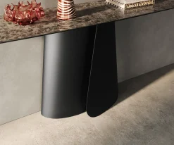 KonsolentischEdge Boot 180x40 cm Keramik Emperador Extra Lucidato Dunkelbraun Livos Metall Schwarz Sofort versandfertig