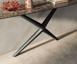 KonsolentischEdge Boot 180x40 cm Keramik Emperador Extra Lucidato Dunkelbraun Estelo Metall Schwarz Sofort versandfertig